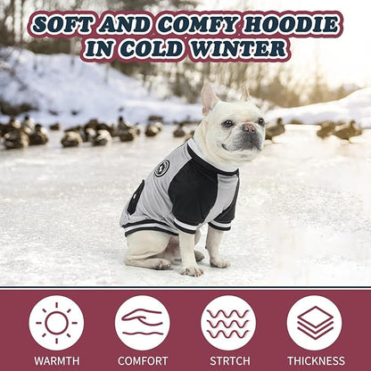 BEAUTYZOO Dog Sweaters for Small Medium Large Dogs, Dog Hoodie Warm Fleece Dogs Winter Clothes Cute Stylish Boy & Girl Dog Sweatshirts, Grey Sport Coats Baseball Uniform Jackets for Puppy, S