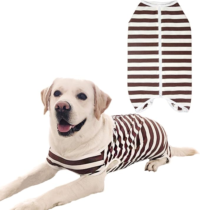 Dog’s Recovery Suit Post Surgery Shirt for Female Male Dog, E-Collar Alternative Wound Protective Clothes (Brown white-4xl)