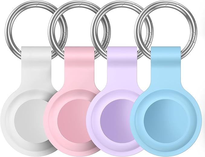 Compatible with AirTag Holder Case Keychain 4 Pack,for AirTag 2nd & 1st Generation Key Chain Ring Case Cover for Air Tag Holder GPS Tracker Air Tag 2nd gen Finders Air Tagholder for Kids,Bags,Luggages