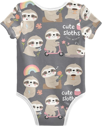 Bright Emotions Raccoons Baby Short Sleeve Bodysuits Romper Unisex Infant Outfit Wrapping Clothes for Boy Girl kids 3M
