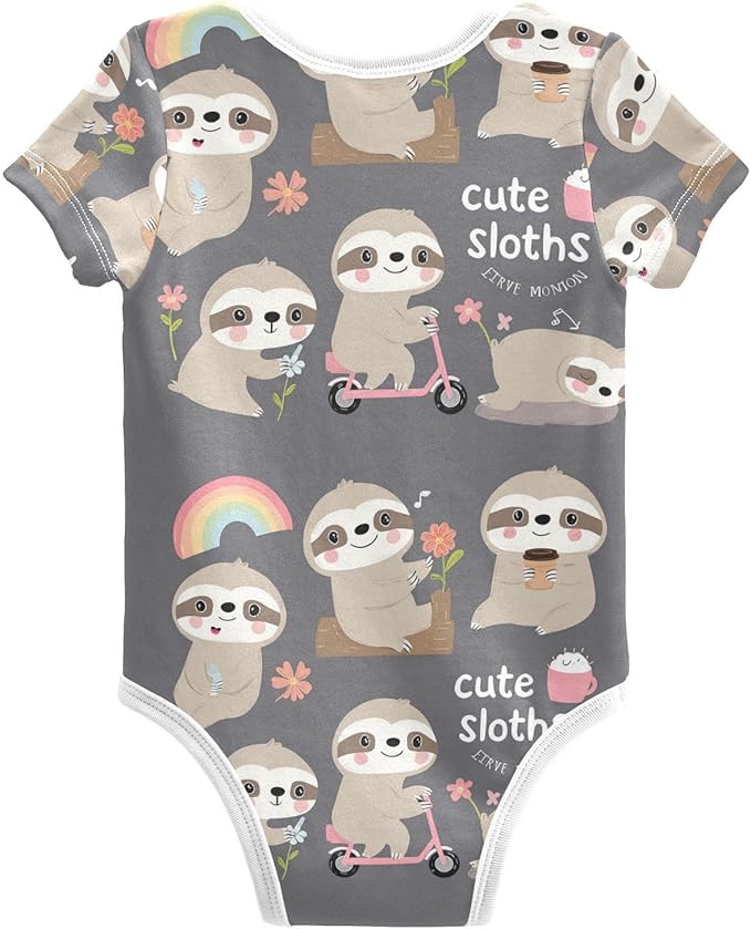 Bright Emotions Raccoons Baby Short Sleeve Bodysuits Romper Unisex Infant Outfit Wrapping Clothes for Boy Girl kids 3M