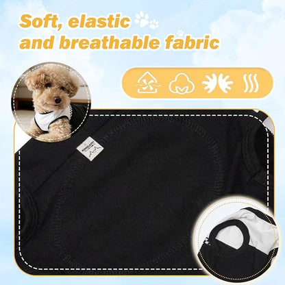 Kukaster Pet Dog Surgical Suit - Recovery Onesie for Dogs After Surgery, Spayed Female/Male Puppy, Breathable Anti-Lick Clothes, Alternative to Cone(Black and White-l)