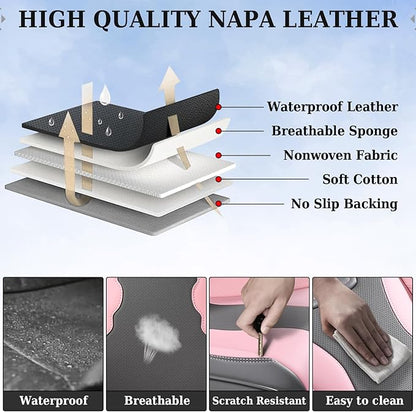 Coverado Car Seat Covers, Front Covers for Cars, Car Seat Cover Front Seats, Automotive Seat Cover, Waterproof, Leather Car Seat Cushion, Universal Interior Seat Protectors for Most Cars