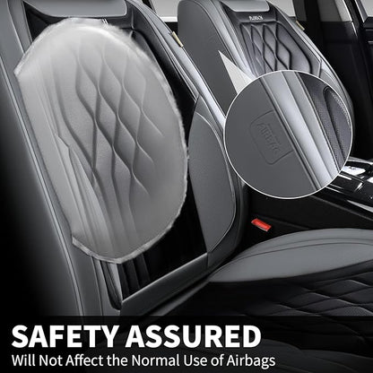 FLORICH Front Seat Covers, Leather Car Seat Protector, Waterproof Seat Covers for Cars, Black Seat Covers Universal Fit for Cars, Trucks, SUVs - Gray&Black