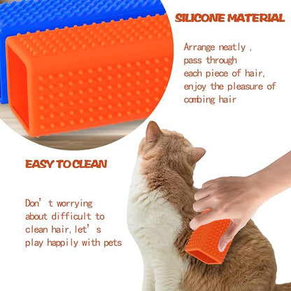 2pcs Pet Dog Cat Hair Remover, Pet Hair Removal Tool, Hollow Cleaner Brush for car，Interior, Furniture, Sofa (orangeblue)