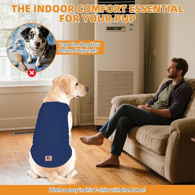 KOOLTAIL Boy Dog Clothes for Large Dogs, 2 Pack Cotton Fall/Winter Warm Dog T Shirts Coats for Outdoor, UV & Insect Protection Anti-Hair Loss & Lightweight Pet Vest Tank Tops Apparel,Blue&Grey,2XL