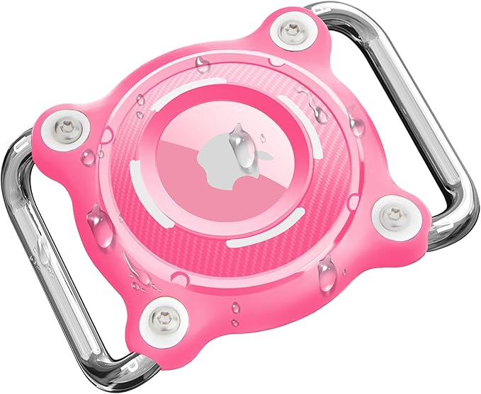 Waterproof Dog Collar Holder for Airtag Pink – Ultra-Durable, Shockproof Case for Pets Compatible with Apple AirTag(Not Included), Anti-Loss Tracker Cover for Dogs & Cats