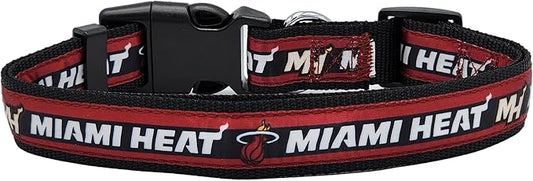New & Improved Pets First NBA Miami Heat Dog & Cat Collar, Size Medium Basketball Team Collar