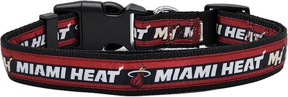 New & Improved Pets First NBA PET Collar Miami Heat Dog Collar, Size Large Basketball Team Collar for Dogs & Cats. A Shiny & Colorful Dog & Cat Collar Licensed by The NBA