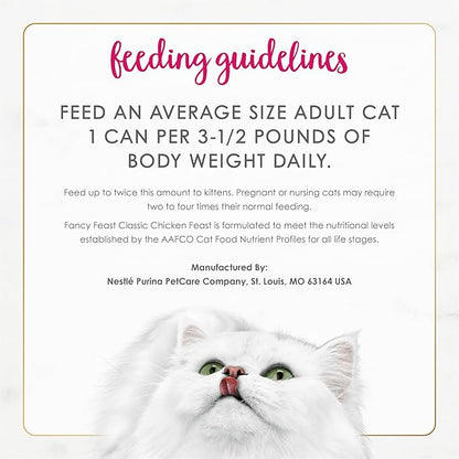 Fancy Feast Chicken Feast Classic Pate Collection Grain Free Wet Cat Food Multi-Pack - (Pack of 24) 3 oz. Pull-Top Cans