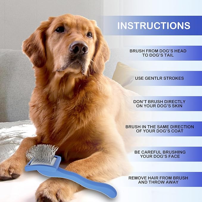 Dog Slicker Brush for Golden Doodle Grooming Kit - Dematting Brushes for Goldendoodles, Labradoodles, Poodles - Pet Hair Brush for Short & Medium Haired Dogs - Small (Blue)
