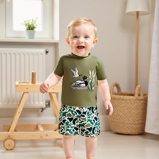 Toddler Baby Boy Clothes 6 12 18 24 Months Summer Outfit Short Sleeve T-Shirt Tops Camo Shorts Set 2T 3T 4T