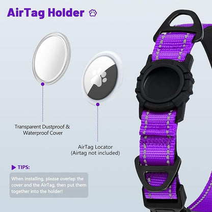Taglory AirTag Dog Collar with Waterproof Holder for Puppy, Red, XS | Reflective for Night Walks & Low-Light Safety, Track Your Pup Peace of Mind, Adjustable Soft Padded, No More Dangling Tags