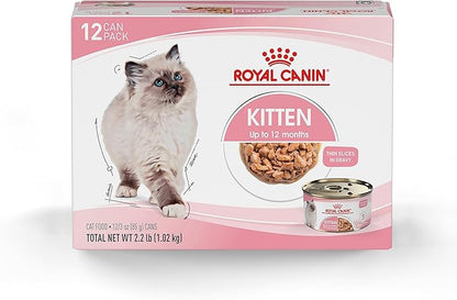 Royal Canin Feline Health Nutrition Kitten Thin Slices in Gravy Cat Food, 3 oz (Pack of 12)
