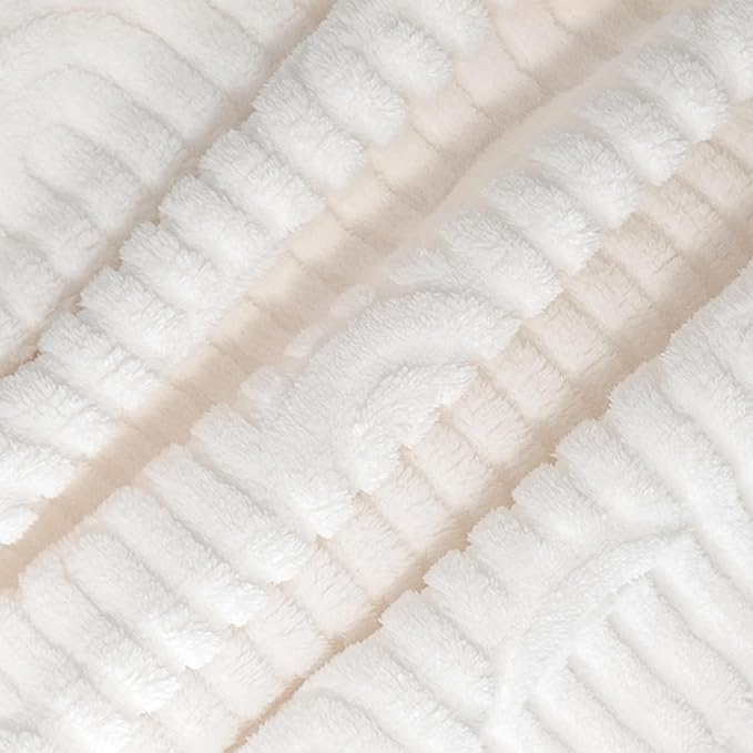 Americanflat 50x60 Jacquard Fleece Throw Blanket - Soft and Breathable Throw Blanket for Couch, Bed, Chair - Fleece Blankets Perfect for Home, Bedroom, or Outdoor Use - Rainbow Design in Cream