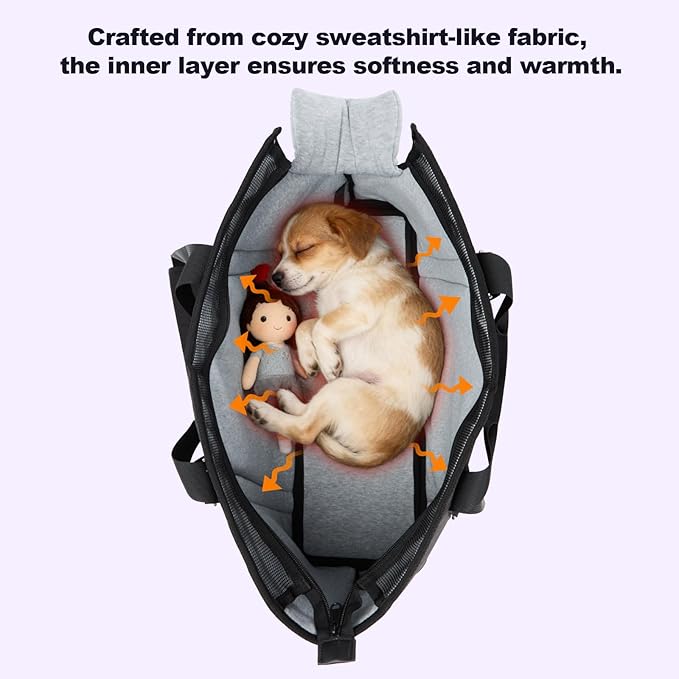 Ownpets Large Dog Purse Carrier, Carrier with Pockets for Medium Puppies for Travel Vet Shopping, Fits 18-20 lbs, Cat and Dog Tote Bag, Women's Hands-Free Pet Carrier Bag, (Black)