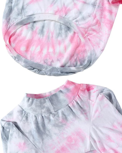 Dog Cotton Pink Tie Dye T-Shirts Soft and Stretchy Breathable Pet Shirt Pajamas Pets Clothes for Large Dogs,XL Pink Tiedye