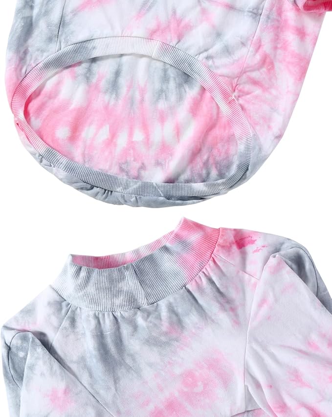 Dog Cotton Pink Tie Dye T-Shirts Soft and Stretchy Breathable Pet Shirt Pajamas Pets Clothes for Large Dogs,Large Pink Tiedye