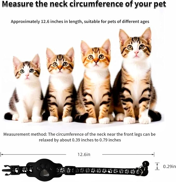 Cat Collar (iOS Only) - Pet Tracker Compatible with Apple Find My, Waterproof Smart Tag, No Monthly Fee. Advanced Safety Solution for Small & Large Cats.