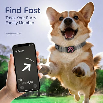 IP68 Waterproof Dog AirTag Holder for Dog Collar, Soft, Stretchy Silicone | Full-Body Protection, Easy Tool-Free Installation, Quiet, No-Dangle Fit, Lightweight, Fits Dog & Cat Collars of All Widths