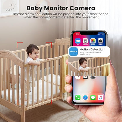 AMOROM 1080P Indoor Wired Security Camera - Works as a Baby Monitor & Pet Camera, Motion Detection, 2-Way Audio, Siren, Night Vision, Subscription-Free Local SD Card or Cloud Storage, 2.4GHz