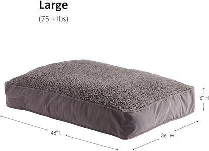 Buster Deluxe Reversible Pillow Style Sherpa Dog Bed, Gray, Large (48 x 36 in.)