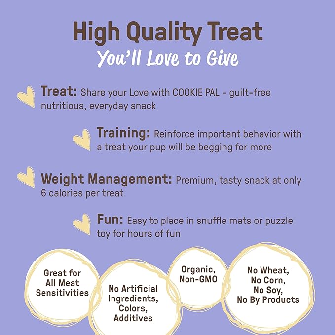 CookiePal Organic Soft Baked Treats for Dogs (Pumpkin & Blueberry), Human Grade Dog Biscuits, Low Calorie Pumpkin Puppy Training Treats, Perfect as Dog Training Biscuits, 8.8 oz (Pk of 3)
