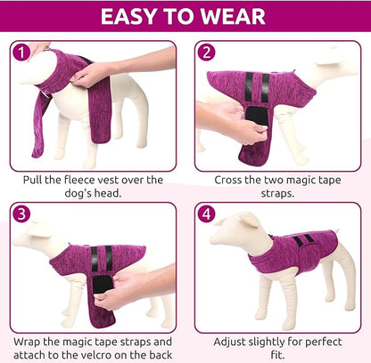 Queenmore XXL Dog Sweaters, Soft Fleece Vest Pullover Dog Jacket with Leash Hole, Warm Winter Pet Clothes Cold Weather Doggy Dachshund Sweater for Large Dogs Cats Boy or Girl (Cationic Berry, XXL)