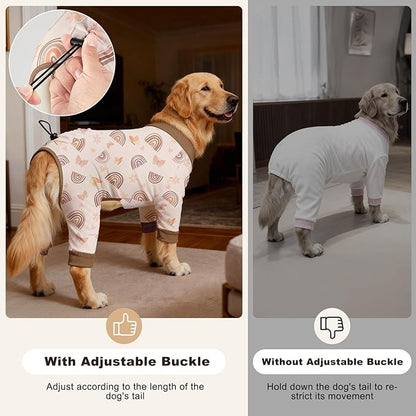 Bienbee Dog Pajamas, 4 Pack Dog Recovery Suit Shedding Suit Cute Soft Puppy Clothes Dogs Pjs Onesies Jammies Adjustable Breathable & Stretchy Clothes for Small Medium Large Dogs Girl Boy Puppy-XS