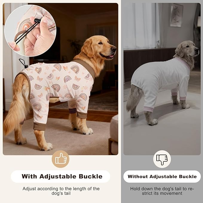 Bienbee Dog Pajamas, 4 Pack Dog Recovery Suit Shedding Suit Cute Soft Puppy Clothes Dogs Pjs Onesies Jammies Adjustable Breathable & Stretchy Clothes for Small Medium Large Dogs Girl Boy Puppy-M