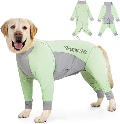 Dog Sun Protection Cooling Suit UPF 50+, Quick-Dry Breathable Jumpsuit for Large & Medium Dogs, Outdoor Dirt-Resistant Shedding Control Pet Apparel (Chartreuse, 4X-Large)