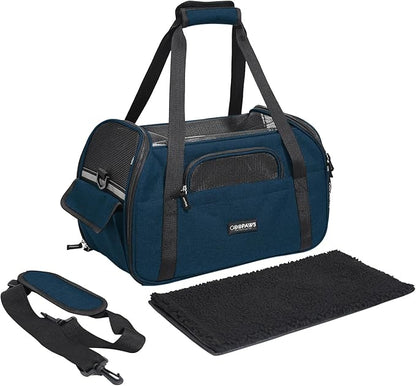Dog Purse Carrier for Small Dogs, Soft-Sided Tote Bags with Pocket Dog Travel Supplies Portable Dog Sling with Anti-Slip Bottom (Navy Blue-19in)