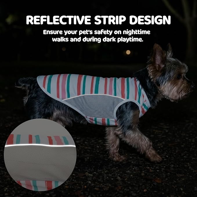 UPF 50+ Sun Protection Dog T-Shirt, 2 Pack Lightweight Sleeveless Dog Vest for Medium Large Dogs Girl – Reflective Strips, Quick-Dry Pet Apparel, Sports Fan Shirt P23ST00512XXXL