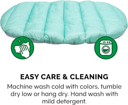Furhaven Outdoor Travel Dog Bed for Small Dogs w/ Carry Bag, Washable & Foldable, Great for Crates & Kennels - Trail Pup Travel Pillow Mat w/ Stuff Sack Bag - Aqua/Granite Gray, Small
