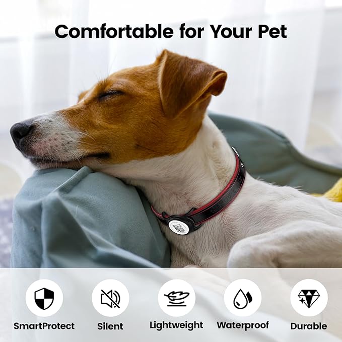 Smart Dog Tracker for Collar, for iOS & Android, Pet Location Tracker with Holder, No Monthly Fee, Real-Time Location Updates, IPX6 Waterproof, 365 Days Battery Life, GPS Dog Tracker, Black