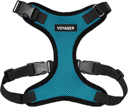 Voyager Step-in Pet Harness - All Weather Mesh, Adjustable Step in Harness for Cats and Dogs by Best Pet Supplies - Turquoise/Black Trim, XS