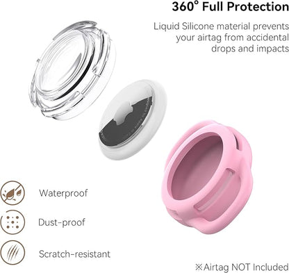 Waterproof AirTag Holder for Dog Collar, Soft Slide-On Dog AirTag Holder | Full-Body Protection, No-Dangle Fit, Ultra-Durable, Lightweight, Tool-Free Installation, Clear Cover, Fits Dog & Cat Collars