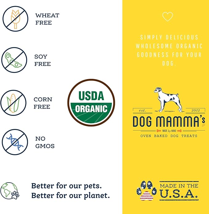 Dog Mamma's Organic Peanut Butter Banana Recipe - Certified Organic Dog Treats 6 oz