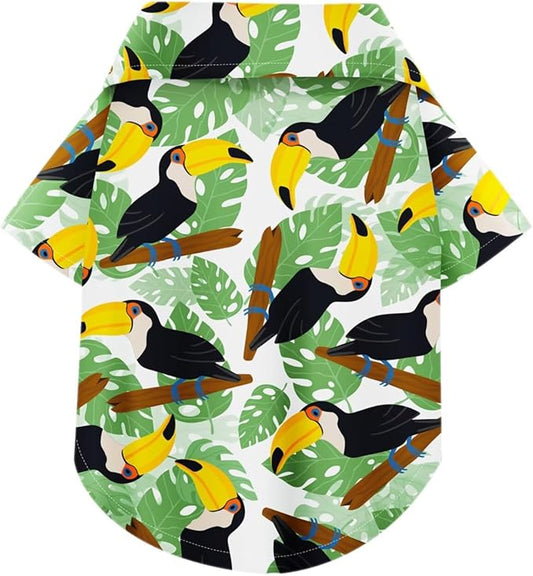 Hawaiian Dog Shirt – Lightweight and Breathable Summer T-Shirt with Tropical Prints, Fun Beach Outfit for Small, Medium, and Large Dogs, Perfect for Hot Days and Outdoor Vacation.Hornbill 3XL