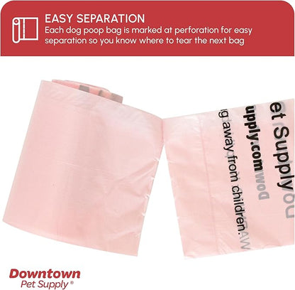 Downtown Pet Supply Scented Poop Bags for Dogs with Dispenser, 500 Count - Leak-Proof Dog Waste Bags and Bone-Shaped Dog Poop Bags Holder for Leash - Lavender Scented, 12.5" x 8.5"