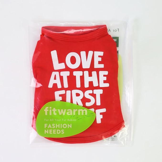 Fitwarm Love at The First Sniff Dog Shirt, Dog Valentines Outfit, Summer Dog Clothes for Small Dogs Boy Girl, Funny Dog Tshirt, Lightweight Breathable Cotton, Pet Cat Outfit, Red, Large