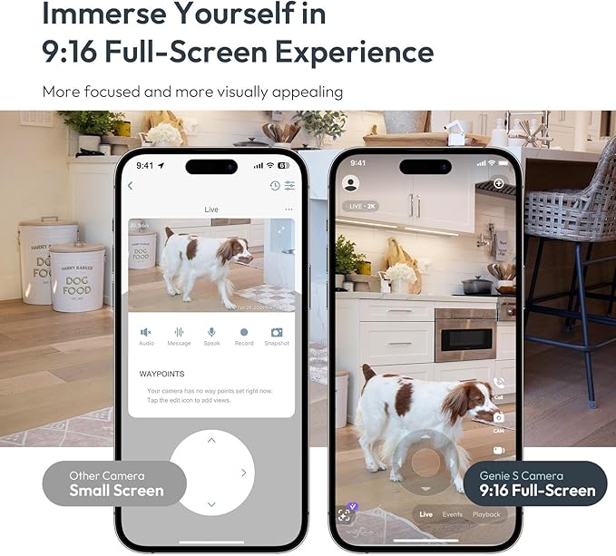 Genie S 2.7K HD Indoor Security Camera with 6X Zoom, 2-Way Audio, Privacy Protection, Motion Tracking for Baby & Pet, 350° Pan & 135° Tilt, 64GB Local Storage, Compatible with Alexa