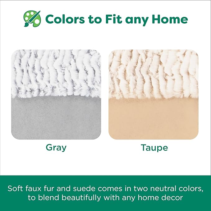FurHaven Waterproof Dog Blanket – Birch Faux Fur & Suede Calming Throw for Pets, Washable – Taupe, XL