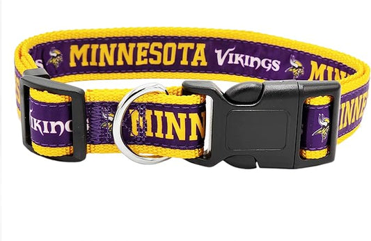 NFL Vikings Dog & Cat Collar - Large, Shiny & Colorful Football Team Collar