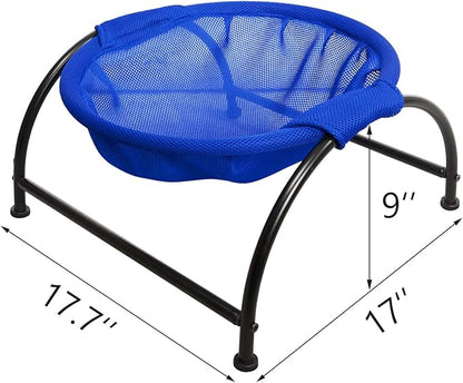 MeowWoof Cat Hammock Bed, Elevated Cat Stand, Washable Pet Sleep Supplies for Kitten Puppy (Blue Black)