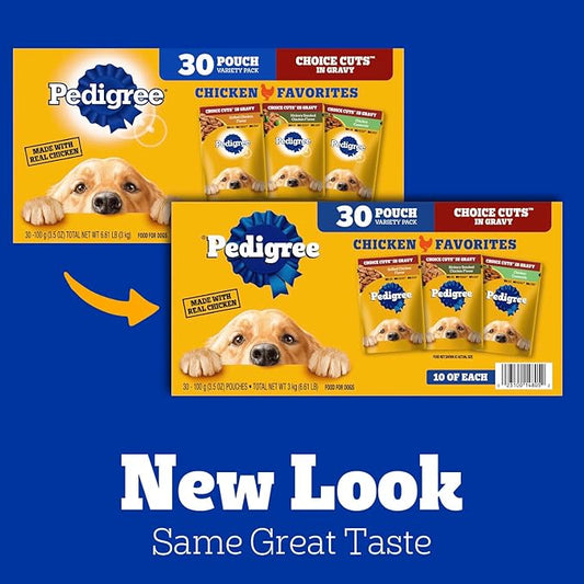 Pedigree Choice Cuts in Gravy Wet Dog Food, Adult Soft Wet Dog Food, Variety Pack, 3.5 oz. Pouches, 30 Count