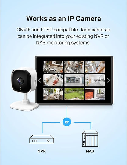 Tapo 2K Indoor Wired Security Camera - Works as a Baby Monitor & Pet Camera, Person/Motion/Baby Cry Detection, 2-Way Audio, Siren, Subscription-Free Local Storage or Optional Cloud, C110P4 (4-Pack)
