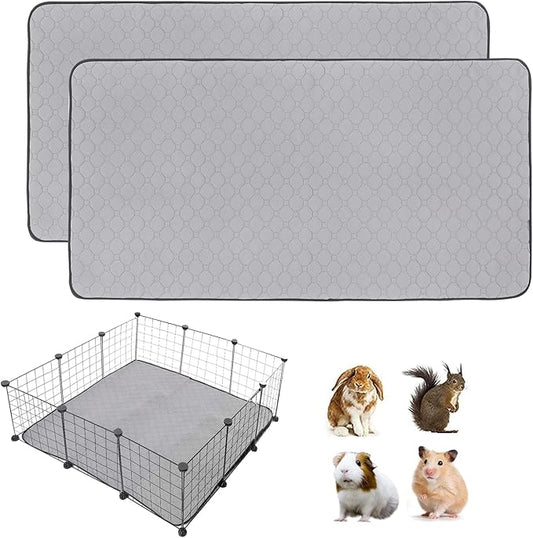 2Pack Guinea Pig Cage Liners, 42''X42'' Washable Guinea Pig Pee Pads, Non Slip Reusable Super Absorbent Guinea Pig Training Mat Bedding Fleece for Small Animals Hamster Rabbit Chinchilla Rat