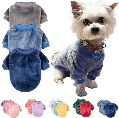 FabriCastle Dog Sweater, 3-Pack Dog & Cat Clothes, Ultra Soft and Warm Pet Jackets XXS XS for Small Dogs Boy & Cats, Winter Pet Apparel Costumes, Puppy Outfits (Grey,Blue,Dark Blue, XX-Small)