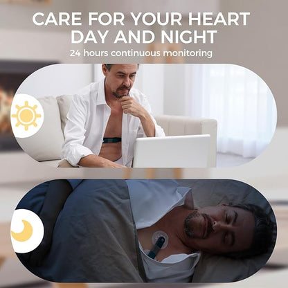 1-Lead Heart Health Monitor at Home, Portable 24 Hours Chest Lead Device with Free AI Analysis & PC Report, Rechargeable Recorder, HHM1